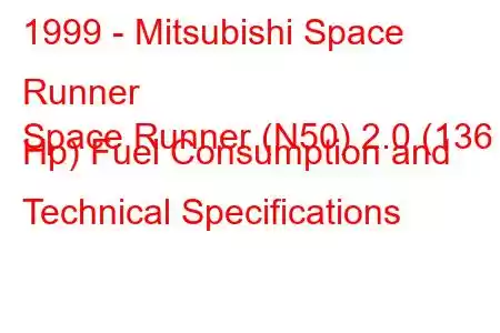 1999 - Mitsubishi Space Runner
Space Runner (N50) 2.0 (136 Hp) Fuel Consumption and Technical Specifications