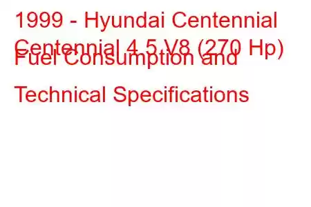 1999 - Hyundai Centennial
Centennial 4.5 V8 (270 Hp) Fuel Consumption and Technical Specifications