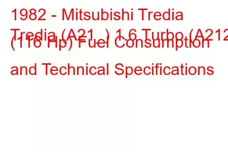 1982 - Mitsubishi Tredia
Tredia (A21_) 1.6 Turbo (A212) (116 Hp) Fuel Consumption and Technical Specifications