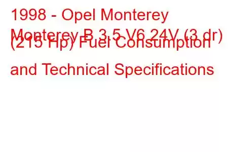 1998 - Opel Monterey
Monterey B 3.5 V6 24V (3 dr) (215 Hp) Fuel Consumption and Technical Specifications