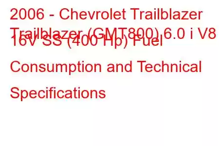 2006 - Chevrolet Trailblazer
Trailblazer (GMT800) 6.0 i V8 16V SS (400 Hp) Fuel Consumption and Technical Specifications