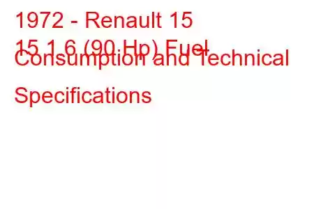 1972 - Renault 15
15 1.6 (90 Hp) Fuel Consumption and Technical Specifications