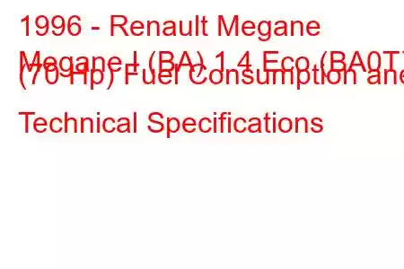 1996 - Renault Megane
Megane I (BA) 1.4 Eco (BA0T) (70 Hp) Fuel Consumption and Technical Specifications