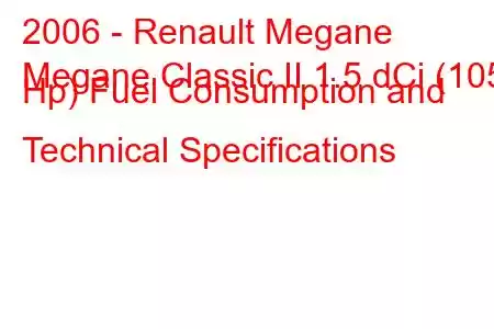 2006 - Renault Megane
Megane Classic II 1.5 dCi (105 Hp) Fuel Consumption and Technical Specifications