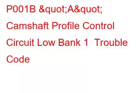 P001B "A" Camshaft Profile Control Circuit Low Bank 1 Trouble Code