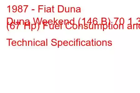 1987 - Fiat Duna
Duna Weekend (146 B) 70 1.3 (67 Hp) Fuel Consumption and Technical Specifications