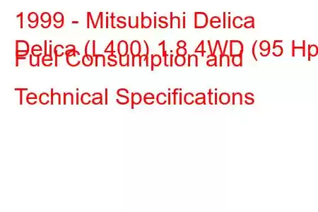 1999 - Mitsubishi Delica
Delica (L400) 1.8 4WD (95 Hp) Fuel Consumption and Technical Specifications