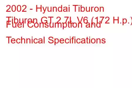 2002 - Hyundai Tiburon
Tiburon GT 2.7L V6 (172 H.p.) Fuel Consumption and Technical Specifications