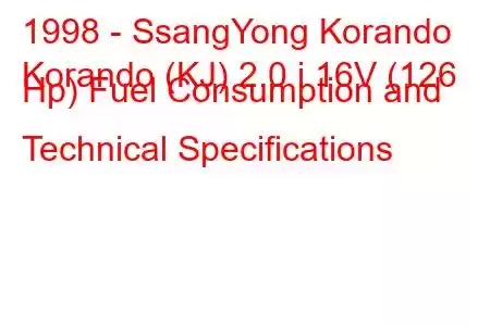 1998 - SsangYong Korando
Korando (KJ) 2.0 i 16V (126 Hp) Fuel Consumption and Technical Specifications