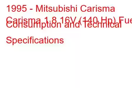 1995 - Mitsubishi Carisma
Carisma 1.8 16V (140 Hp) Fuel Consumption and Technical Specifications