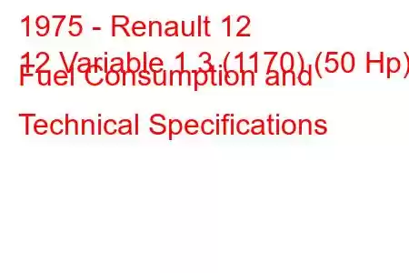 1975 - Renault 12
12 Variable 1.3 (1170) (50 Hp) Fuel Consumption and Technical Specifications