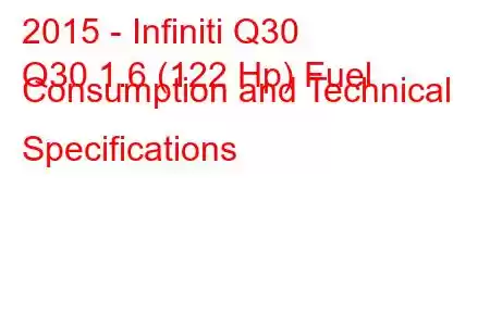 2015 - Infiniti Q30
Q30 1.6 (122 Hp) Fuel Consumption and Technical Specifications