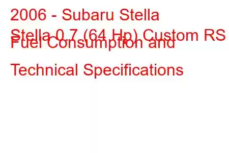 2006 - Subaru Stella
Stella 0.7 (64 Hp) Custom RS Fuel Consumption and Technical Specifications