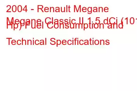 2004 - Renault Megane
Megane Classic II 1.5 dCi (101 Hp) Fuel Consumption and Technical Specifications