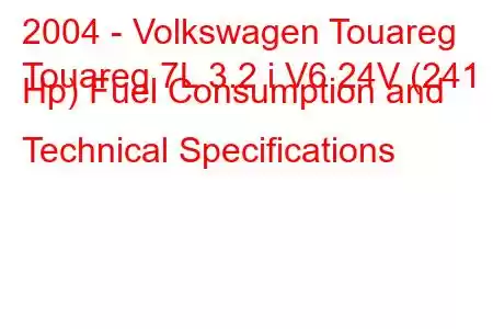 2004 - Volkswagen Touareg
Touareg 7L 3.2 i V6 24V (241 Hp) Fuel Consumption and Technical Specifications