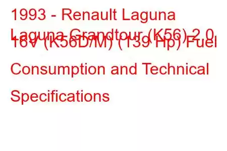 1993 - Renault Laguna
Laguna Grandtour (K56) 2.0 16V (K56D/M) (139 Hp) Fuel Consumption and Technical Specifications