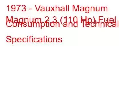 1973 - Vauxhall Magnum
Magnum 2.3 (110 Hp) Fuel Consumption and Technical Specifications