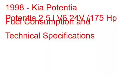 1998 - Kia Potentia
Potentia 2.5 i V6 24V (175 Hp) Fuel Consumption and Technical Specifications