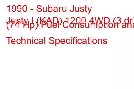 1990 - Subaru Justy
Justy I (KAD) 1200 4WD (3 dr) (74 Hp) Fuel Consumption and Technical Specifications