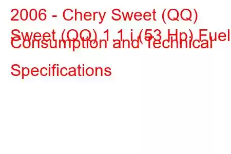 2006 - Chery Sweet (QQ)
Sweet (QQ) 1.1 i (53 Hp) Fuel Consumption and Technical Specifications