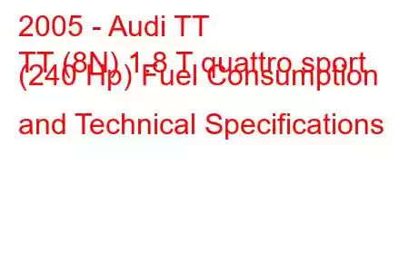 2005 - Audi TT
TT (8N) 1.8 T quattro sport (240 Hp) Fuel Consumption and Technical Specifications