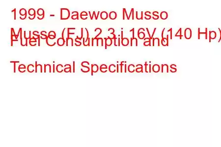 1999 - Daewoo Musso
Musso (FJ) 2.3 i 16V (140 Hp) Fuel Consumption and Technical Specifications