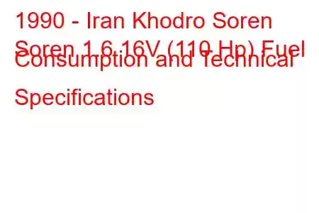 1990 - Iran Khodro Soren
Soren 1.6 16V (110 Hp) Fuel Consumption and Technical Specifications