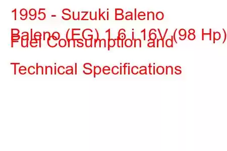 1995 - Suzuki Baleno
Baleno (EG) 1.6 i 16V (98 Hp) Fuel Consumption and Technical Specifications