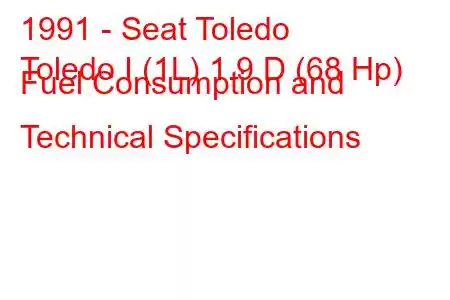 1991 - Seat Toledo
Toledo I (1L) 1.9 D (68 Hp) Fuel Consumption and Technical Specifications