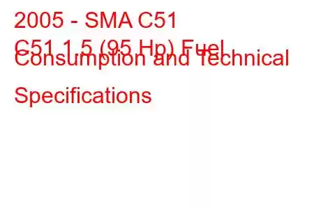 2005 - SMA C51
C51 1.5 (95 Hp) Fuel Consumption and Technical Specifications