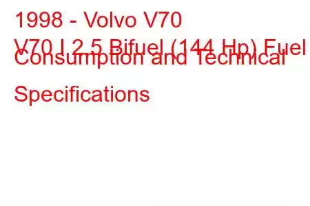 1998 - Volvo V70
V70 I 2.5 Bifuel (144 Hp) Fuel Consumption and Technical Specifications