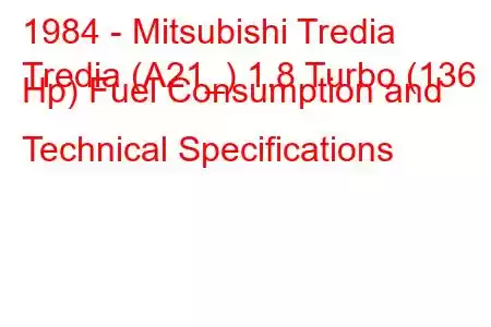 1984 - Mitsubishi Tredia
Tredia (A21_) 1.8 Turbo (136 Hp) Fuel Consumption and Technical Specifications