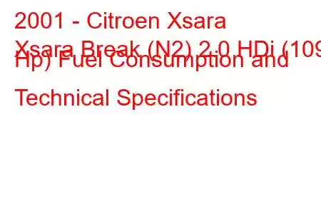 2001 - Citroen Xsara
Xsara Break (N2) 2.0 HDi (109 Hp) Fuel Consumption and Technical Specifications