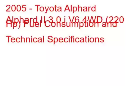 2005 - Toyota Alphard
Alphard II 3.0 i V6 4WD (220 Hp) Fuel Consumption and Technical Specifications