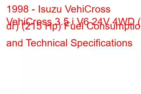 1998 - Isuzu VehiCross
VehiCross 3.5 i V6 24V 4WD (3 dr) (215 Hp) Fuel Consumption and Technical Specifications