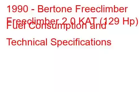 1990 - Bertone Freeclimber
Freeclimber 2.0 KAT (129 Hp) Fuel Consumption and Technical Specifications