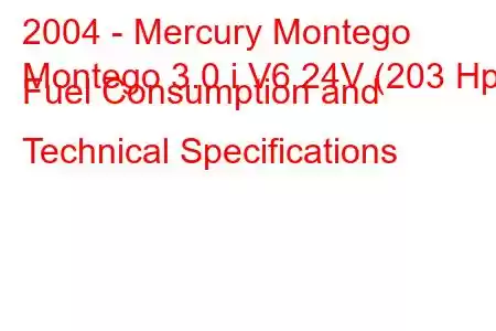 2004 - Mercury Montego
Montego 3.0 i V6 24V (203 Hp) Fuel Consumption and Technical Specifications