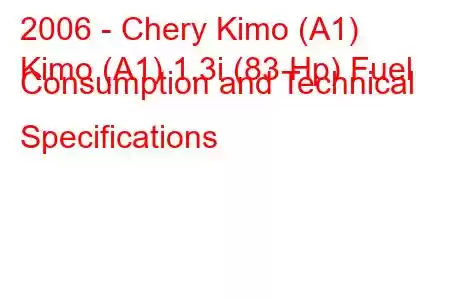 2006 - Chery Kimo (A1)
Kimo (A1) 1.3i (83 Hp) Fuel Consumption and Technical Specifications