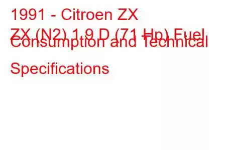 1991 - Citroen ZX
ZX (N2) 1.9 D (71 Hp) Fuel Consumption and Technical Specifications