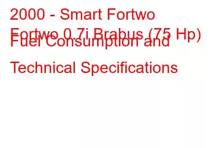 2000 - Smart Fortwo
Fortwo 0.7i Brabus (75 Hp) Fuel Consumption and Technical Specifications