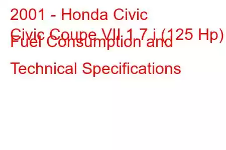 2001 - Honda Civic
Civic Coupe VII 1.7 i (125 Hp) Fuel Consumption and Technical Specifications