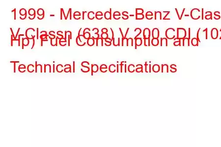 1999 - Mercedes-Benz V-Class
V-Classn (638) V 200 CDI (102 Hp) Fuel Consumption and Technical Specifications