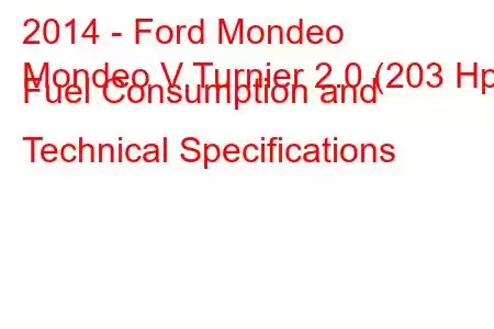 2014 - Ford Mondeo
Mondeo V Turnier 2.0 (203 Hp) Fuel Consumption and Technical Specifications