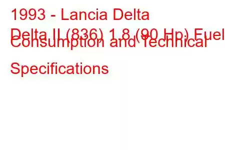 1993 - Lancia Delta
Delta II (836) 1.8 (90 Hp) Fuel Consumption and Technical Specifications