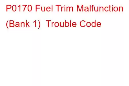 P0170 Fuel Trim Malfunction (Bank 1) Trouble Code