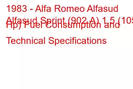 1983 - Alfa Romeo Alfasud
Alfasud Sprint (902.A) 1.5 (105 Hp) Fuel Consumption and Technical Specifications