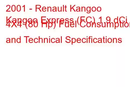 2001 - Renault Kangoo
Kangoo Express (FC) 1.9 dCi 4X4 (80 Hp) Fuel Consumption and Technical Specifications