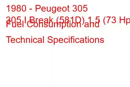 1980 - Peugeot 305
305 I Break (581D) 1.5 (73 Hp) Fuel Consumption and Technical Specifications