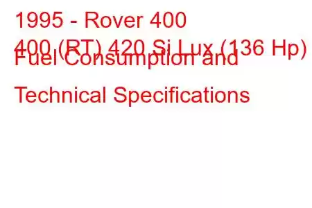 1995 - Rover 400
400 (RT) 420 Si Lux (136 Hp) Fuel Consumption and Technical Specifications