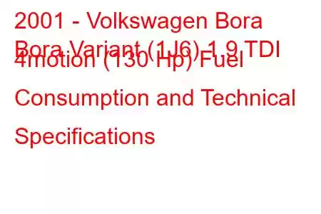 2001 - Volkswagen Bora
Bora Variant (1J6) 1.9 TDI 4motion (130 Hp) Fuel Consumption and Technical Specifications